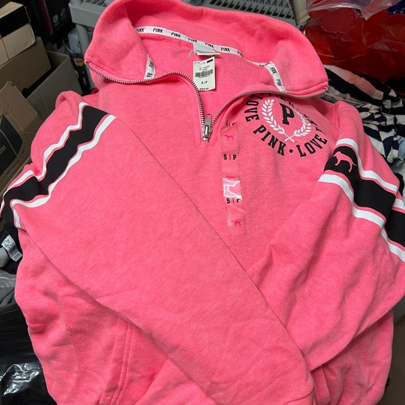 PINK Victoria's Secret Bright Pink Fleece Set - Picture 1 of 8